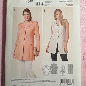 BN UNCUT BURDA 6783 JACKET & VEST SEWING PATTERN